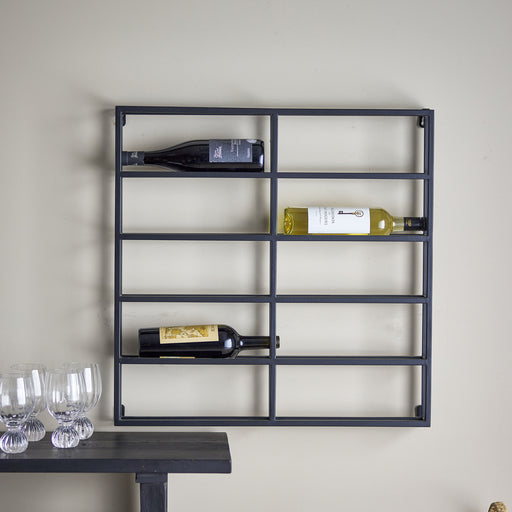 Bloomingville Wijnrek Magne 67 x 67cm - Zwart - ThatLyfeStyle