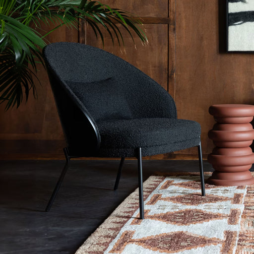 Dutchbone Fauteuil Rodin Essenhout en bouclé - Zwart