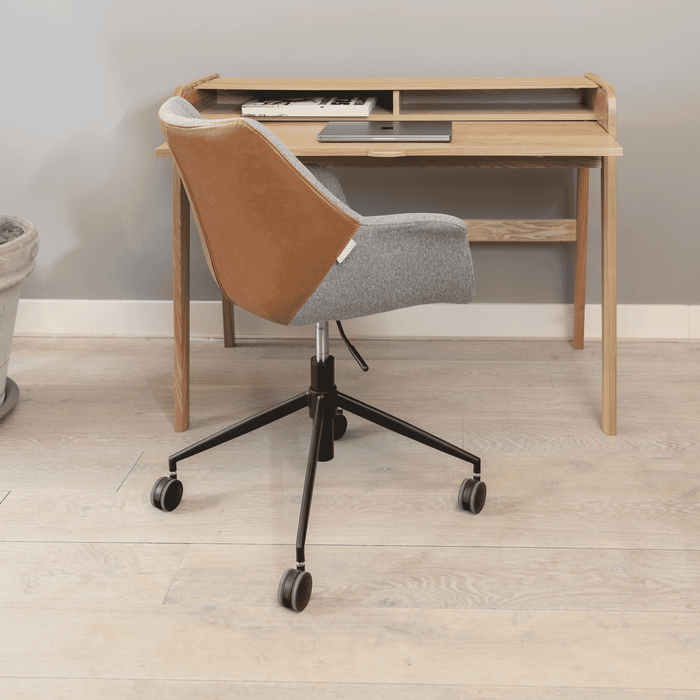 Zuiver Bureaustoel Doulton PU en stof - Grijs/Bruin