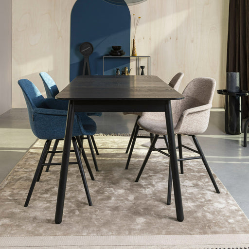 Zuiver Uitschuifbare Eettafel Glimps Essenhout, 120-162 x 80cm - Zwart