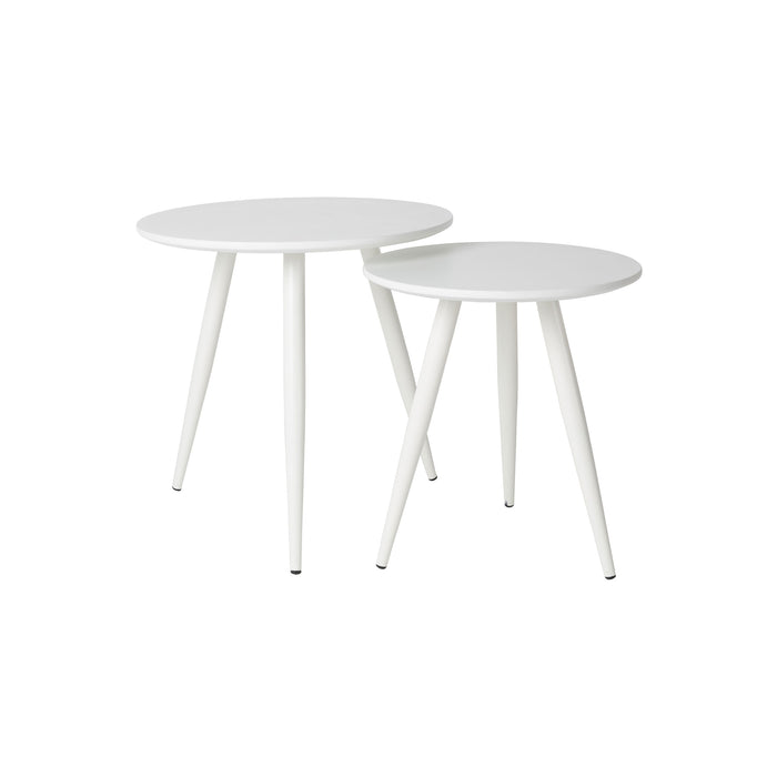 Bijzettafel Kevan set van 2 stuks - Wit - Rond
