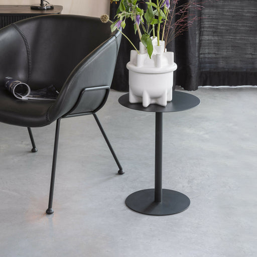 Zuiver Ronde Bijzettafel Snow Staal, 35cm - Zwart