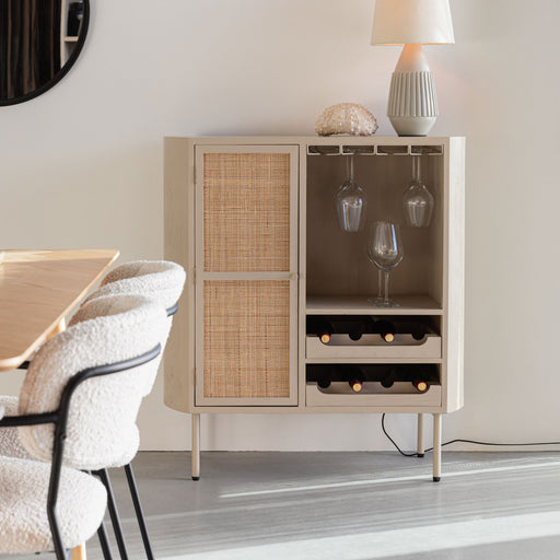 ZILT Wijnkast Meja Rattan, 100 x 90cm - Beige