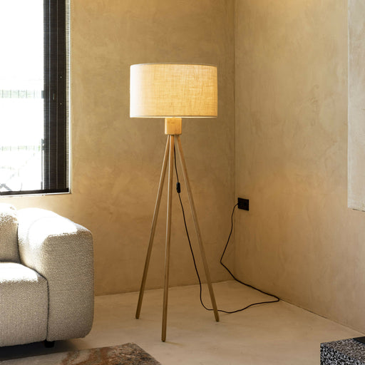 Zuiver Vloerlamp Fan Bamboo Bamboe en linnen, 155cm - Beige
