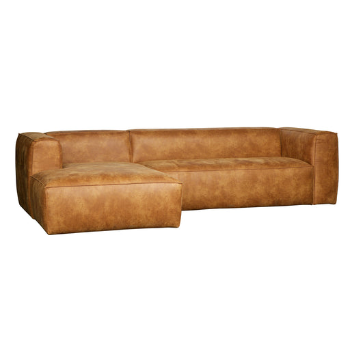 WOOOD Hoekbank Bean Links, leder cognac
