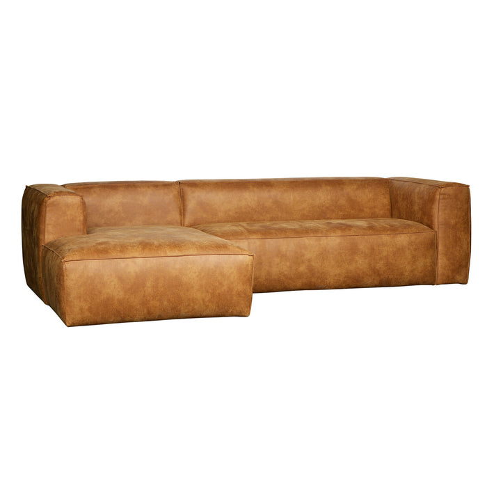 WOOOD Hoekbank Bean Links, leder cognac