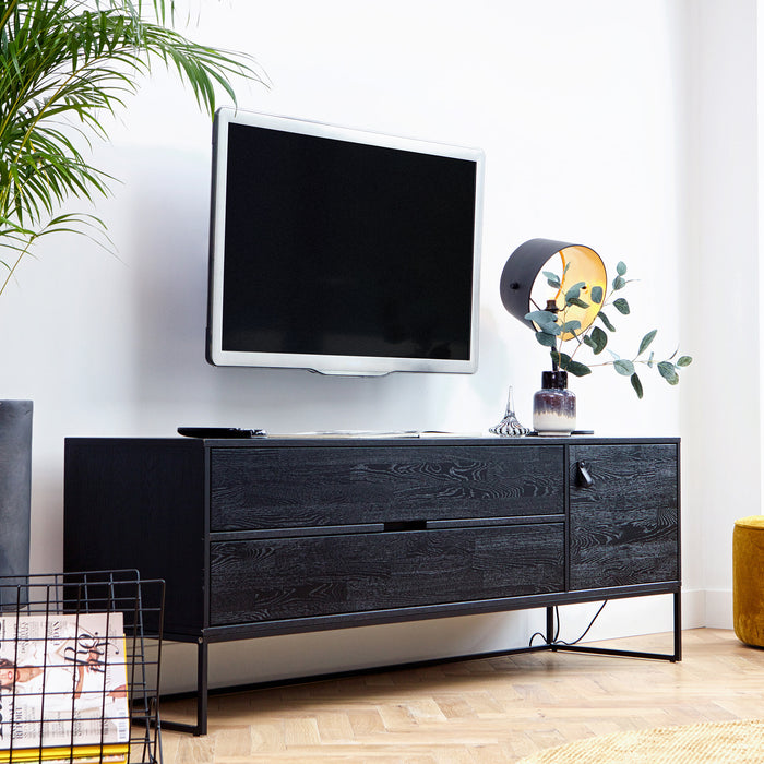 WOOOD TV-meubel Silas Eiken 180cm - zwart - Exclusive