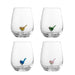 Bloomingville Drinkglas Misa Vogel, Set van 4 stuks - Meerkleurig