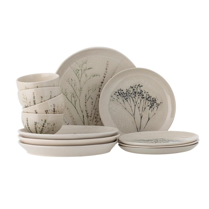 Bloomingville Serviesset Bea Set van 12 stuks - Naturel