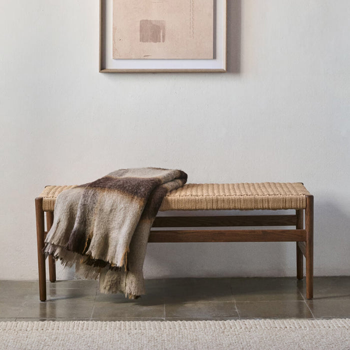 Kave Home Eetkamerbank Zaide Walnoot Eikenhout, 120cm - Naturel - Japandi