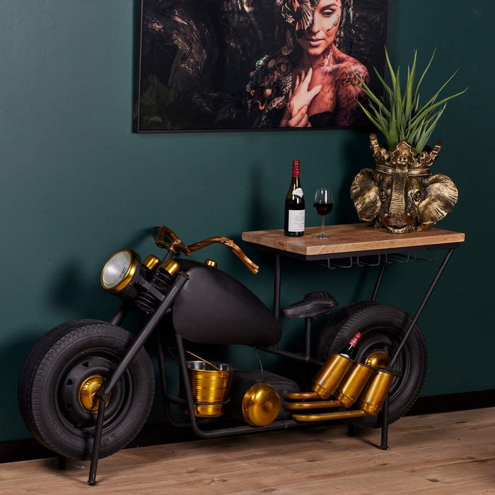 Industriële wijnkast "Harley" 175x43x84 cm mangohout en metaal - ThatLyfeStyle
