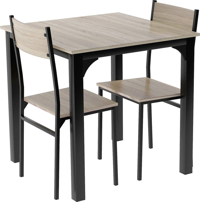 3-delige eettafelset - keukentafel en stoelensets voor 2 personen - compacte tafel met 2 krukken en ruimtebesparend ontwerp voor eetkamer woonkamer appartement pub-houtkleur - ThatLyfeStyle