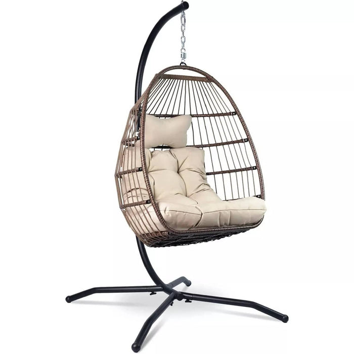 Vita5 Egg Hangstoel - Voor Binnen en Buiten - tot 150kg - Opvouwbaar - Incl. Standaard & Kussen - Cocoon Stoel