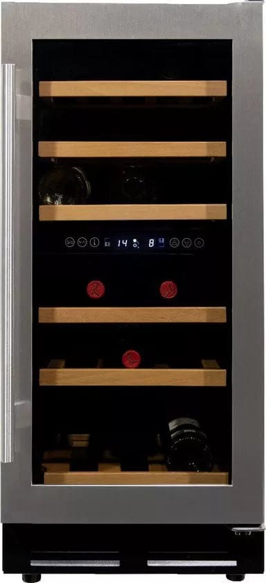Vinata Premium Wijnklimaatkast Martino - Vrijstaand en Onderbouw - RVS - 32 flessen - 84.6 x 38 x 58.5 cm - Glazen deur - ThatLyfeStyle