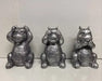 Zilveren Nijlpaarden " horen, zien & zwijgen" beeldjes - zilver - set van 3 - 13 cm hoog - polyresin - decoratief - ThatLyfeStyle