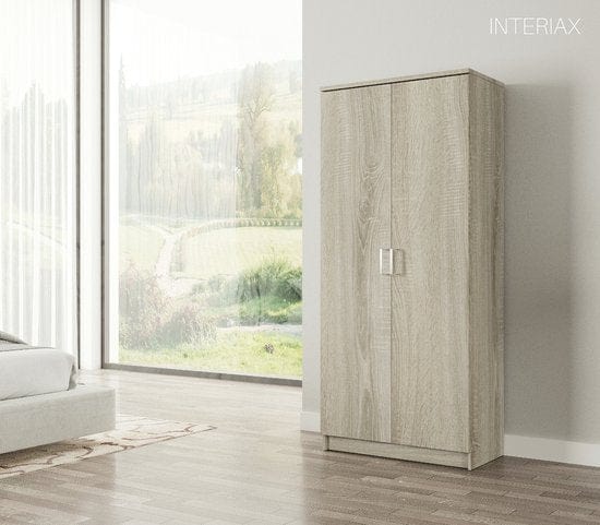 Interiax Opbergkast 'Amelie' 2 deuren en 4 legplanken Sonoma (180x80x40cm) - ThatLyfeStyle