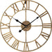 LW Collection grote wandklok goud 60cm romeinse cijfers - Industrieel Klok Griekse Cijfers - Moderne wandklok - Stil uurwerk - ThatLyfeStyle