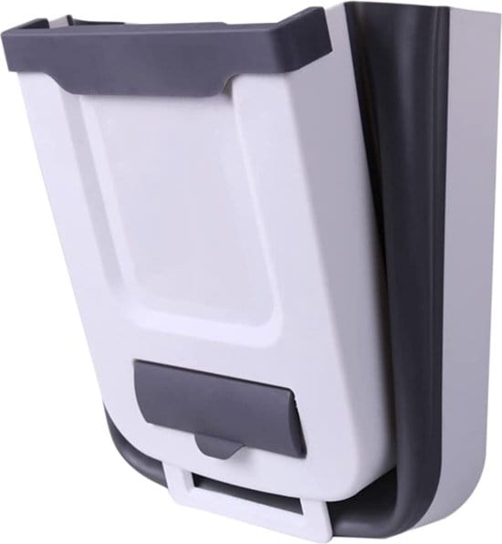 iBright Afvalbakje aanrecht - 7 Liter - Hangend - inklapbaar - Opvouwbaar - Inklapbare prullenbak voor Keukenkast- Wit - ThatLyfeStyle