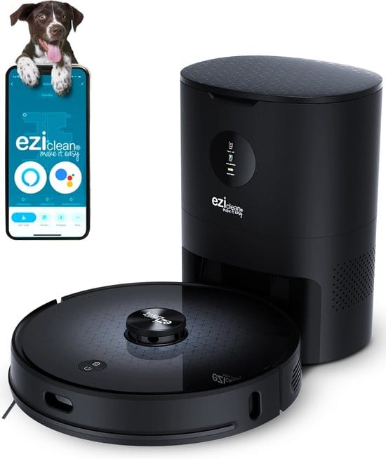 Eziclean Aqua Connect x1200 – Dweilrobot – Robotstofzuiger Met Dweilfunctie – Automatisch Leegmaken – Spraakbesturing – 300 min Autonomie - 300m² - HEPA 13 Filter - ThatLyfeStyle