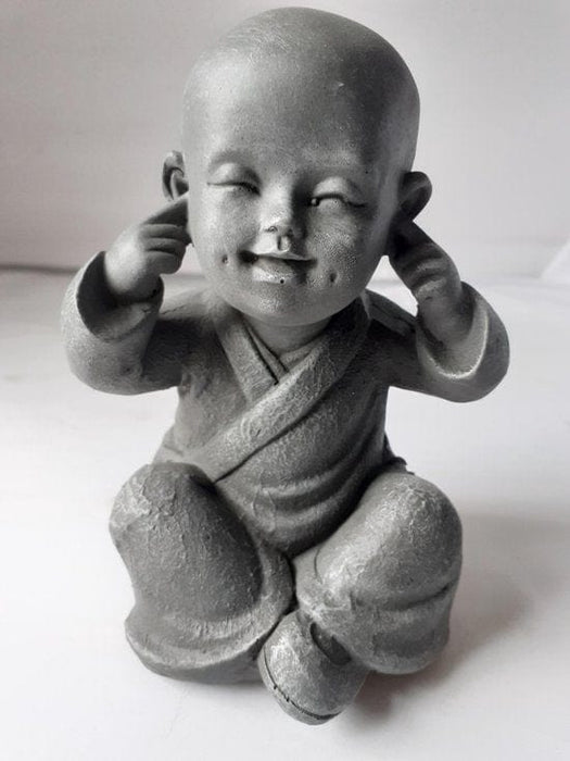 Boeddha beeld Shaolin horen,zien en zwijgen voor binnen of buiten  15x11x10 cm - ThatLyfeStyle
