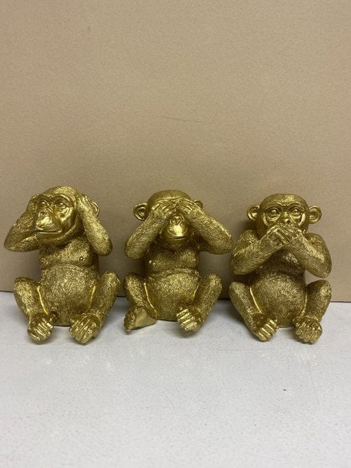 Gouden apen " horen, zien & zwijgen" beeldjes - goud - set van 3 - 13 cm hoog - polyresin - decoratief - ThatLyfeStyle