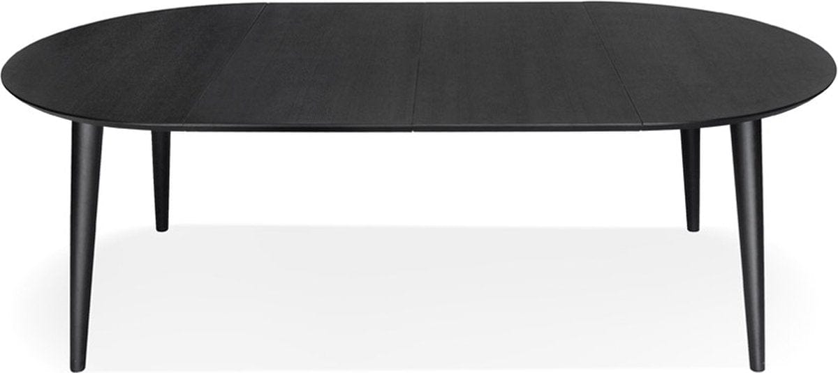 Alterego Uitschuifbare ronde eettafel 'ORTENSIA' van zwart hout - 120-220x120 cm - ThatLyfeStyle
