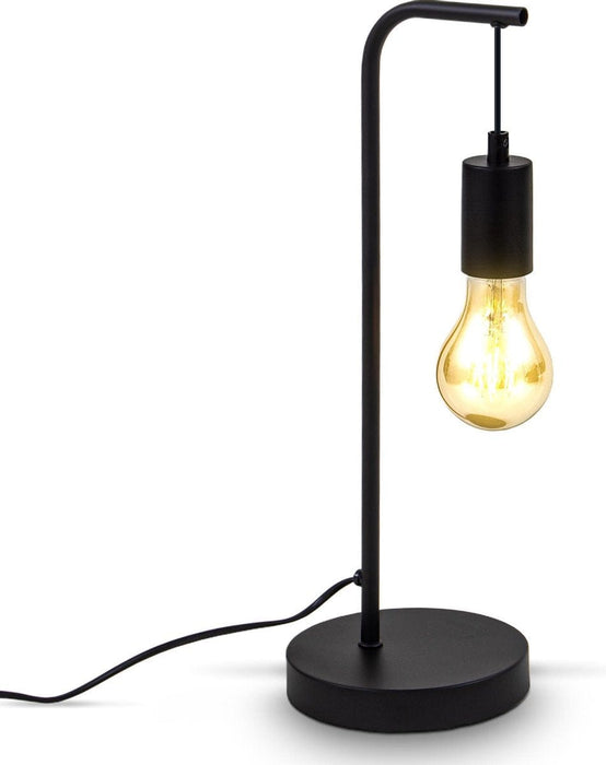 B.K.Licht - Zwarte Tafellamp - industriële deisgn - metaalen bedlamp - voor binnen - retro slaapkamer lamp - met E27 fitting - excl. lichtbron - ThatLyfeStyle