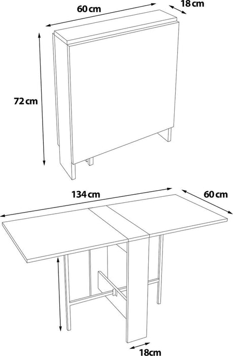 Beckenbau - Eettafel - Eettafel uitschuifbaar - Opvouwbaar-Uitschuifbare eettafel - 134 x 60 x 72 cm - Bruin - ThatLyfeStyle