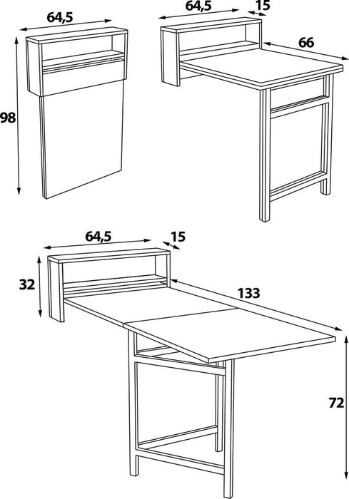 Beckenbau - Inklapbare tafel - Keukentafel - Eettafel uitschuifbaar - 133x65 - Wit- - ThatLyfeStyle