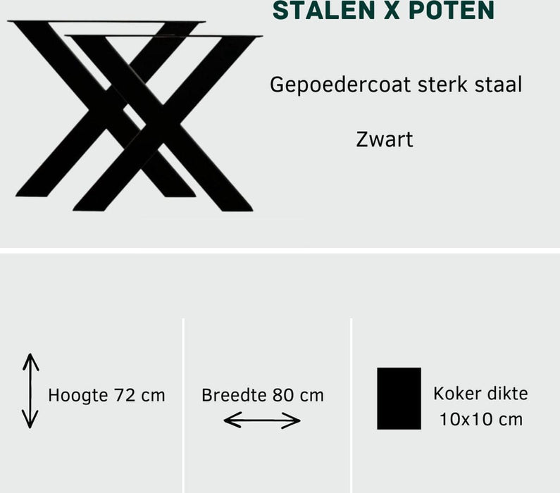 Boomstamtafel - Eettafel Boomstam effect - Tafelpoten Metaal Zwart X - 220x90 - ThatLyfeStyle