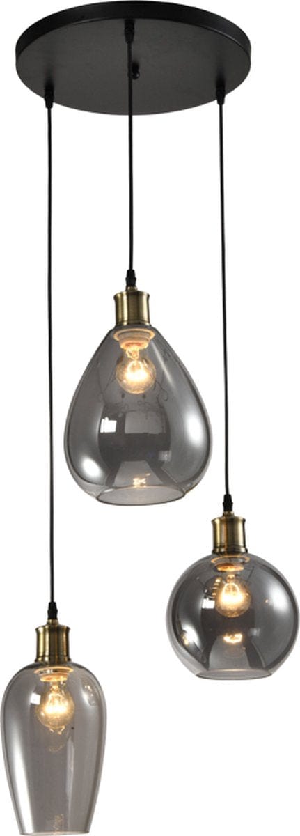 Design hanglamp Verona met smokey glas 3-lichts - ThatLyfeStyle
