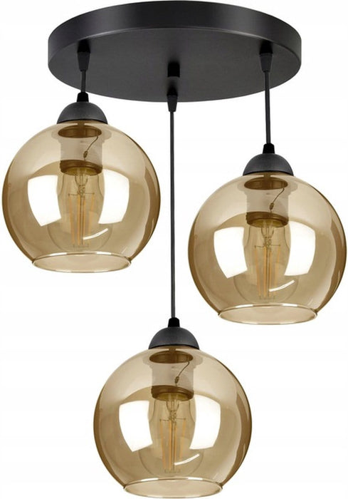 Hanglamp Industrieel voor Eetkamer, Slaapkamer, Woonkamer - Glass Serie - Bollamp 3-lichts excl. lichtbron - Amber - 3 Bol - ThatLyfeStyle