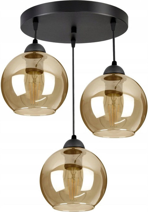 Hanglamp Industrieel voor Eetkamer, Slaapkamer, Woonkamer - Glass Serie - Bollamp 3-lichts excl. lichtbron - Amber - 3 Bol - ThatLyfeStyle