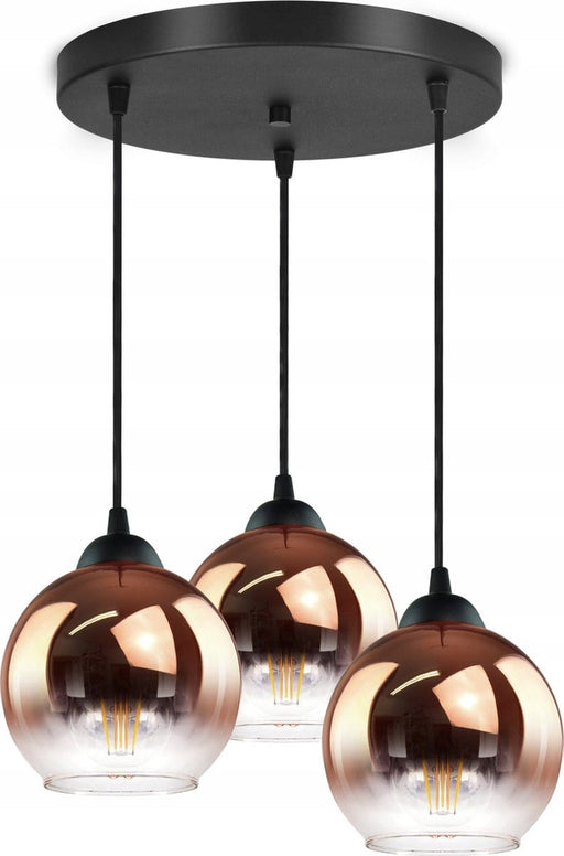 Hanglamp Industrieel voor Woonkamer, Eetkamer - Koper Glas - 3-lichts - Koper Transparant - 3 bollen - ThatLyfeStyle