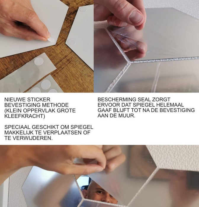 Hexagon Plakspiegel - Zeskant - Goud - 12 stuks - 18x16cm - Acryl Wandspiegel - Sticker Spiegel - Zeshoek Zeskant - Woonkamer - Gadgetpanda - ThatLyfeStyle