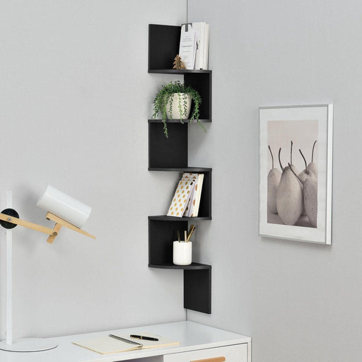 Hoekkast, boekenkast, zwart, 123 x 19,5 x 19,5 cm - ThatLyfeStyle
