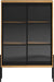 Industriële buffetkast MEMPHIS - 2 glazen schuifdeurtjes - eiken en zwart L 102.4 cm x H 152.1 cm x D 39.7 cm - ThatLyfeStyle