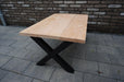 Industriële douglas salontafel met mat zwart X-onderstel voor binnen en buiten - Douglas - X-onderstel - ThatLyfeStyle