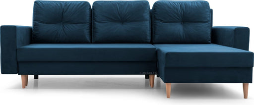 InspireMe - Hoekbank met slaapfunctie en opbergruimte voor woonkame,Longchair aan beide zijden monteerbaar - 232x137x84 cm - CARL donkerblauw Blauw - ThatLyfeStyle