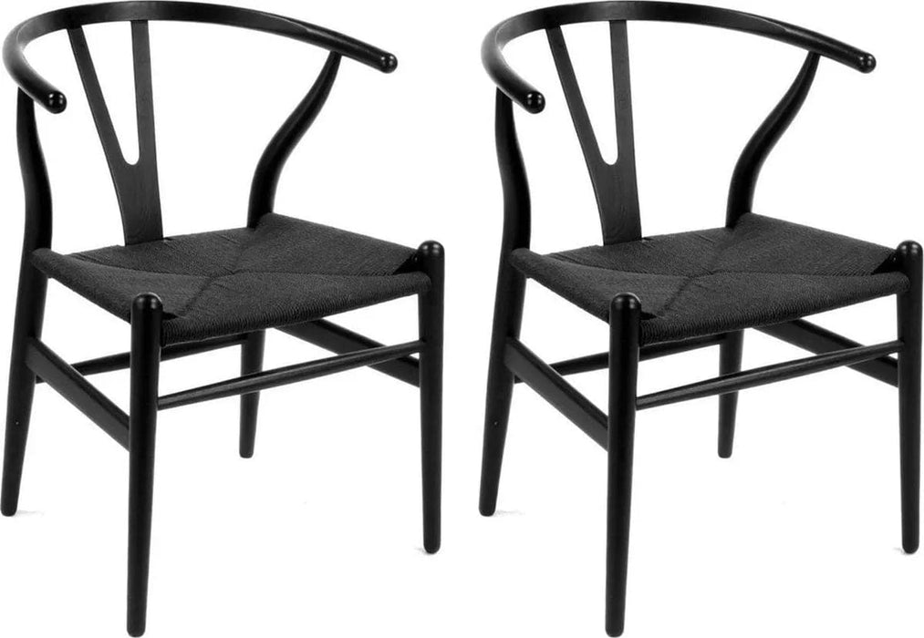 MOWELLI - 2 stoelen 'Y Chair Style' - Volledig Zwart - ThatLyfeStyle