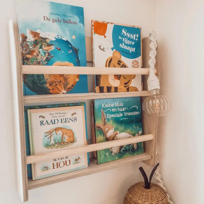 Montessori boekenrek kinderkamer | 2 planken - blank