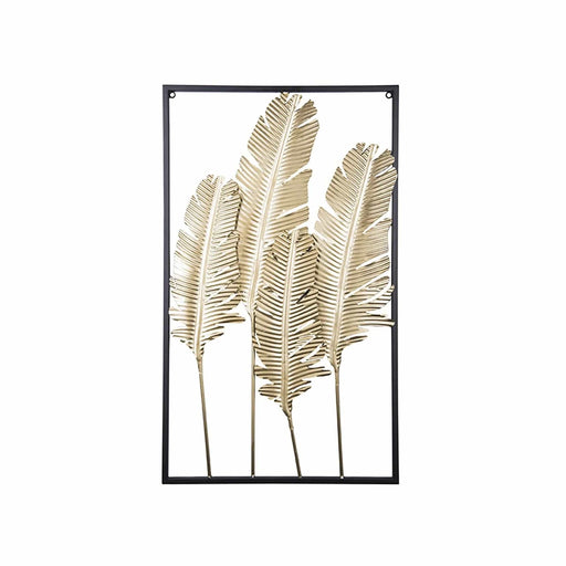 Muurkunst Feathers – IJzer, Goud – 89x53x1,5cm - ThatLyfeStyle