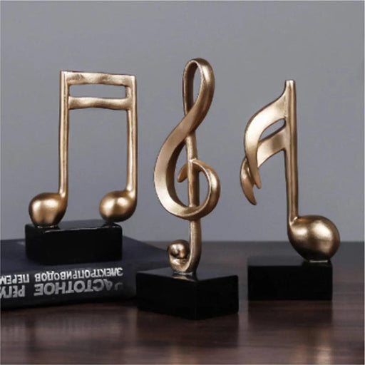 Muziek Beeldjes - Decoratie Woonkamer - Set van 3 - Minimalistische Muzieknoten - Sculptuur - Woondecoratie - Standbeeld - Polyresin Beeld Goud - Decoratieve Woonaccessoire - ThatLyfeStyle