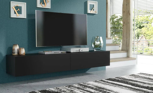 Pro-meubels - Hangend Tv meubel - Tv kast - Tunis - Mat zwart - 200cm - 2x100cm - ThatLyfeStyle