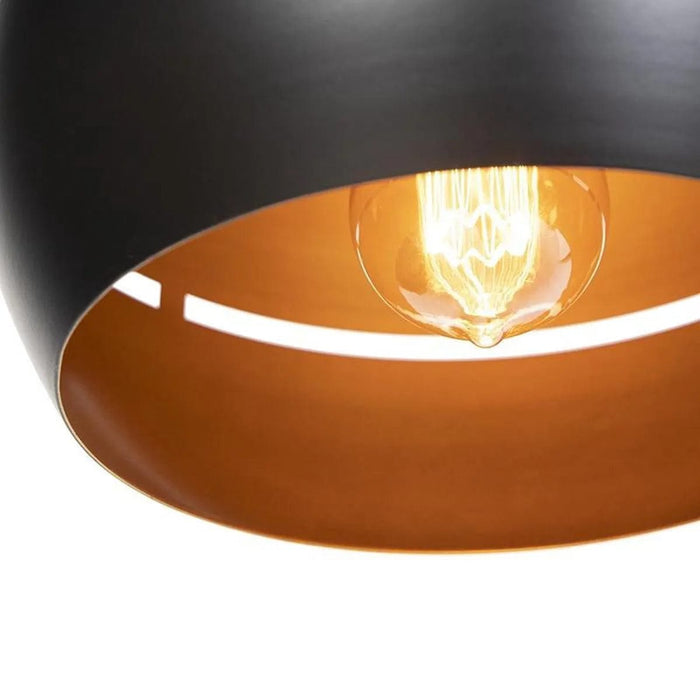 QAZQA Buell hl - Industriele Hanglamp voor boven de eettafel | in eetkamer - 3 lichts - L 1100 mm - Zwart - Industrieel - Woonkamer | Slaapkamer - ThatLyfeStyle
