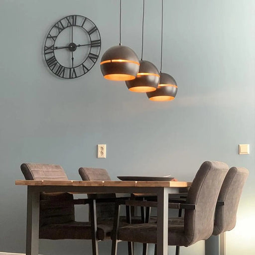 QAZQA Buell hl - Industriele Hanglamp voor boven de eettafel | in eetkamer - 3 lichts - L 1100 mm - Zwart - Industrieel - Woonkamer | Slaapkamer - ThatLyfeStyle