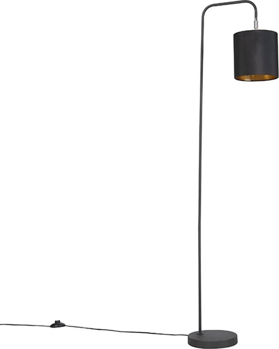 QAZQA lofty - Moderne Vloerlamp | Staande Lamp met kap - 1 lichts - H 1405 mm - Zwart - Woonkamer | Slaapkamer - ThatLyfeStyle