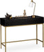 Relaxdays sidetable goud zwart - 80 x 110 x 40 cm - bijzettafel 2 lades - consoletafel hal - ThatLyfeStyle