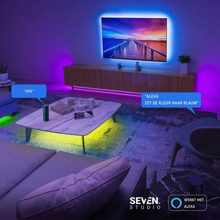 Seventh Studio LED-strip - 10 meter -Waterdicht - RGB - Bluetooth - App Voor Mobiel - Alexa - ThatLyfeStyle