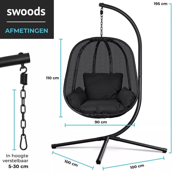 Swoods Luxe Hangstoel – Hangstoel met standaard – Voor Binnen en Buiten - ThatLyfeStyle
